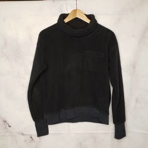 VINEYARD VINES Black Fuzzy Fleece Cowl Neck Sweater Pullover S